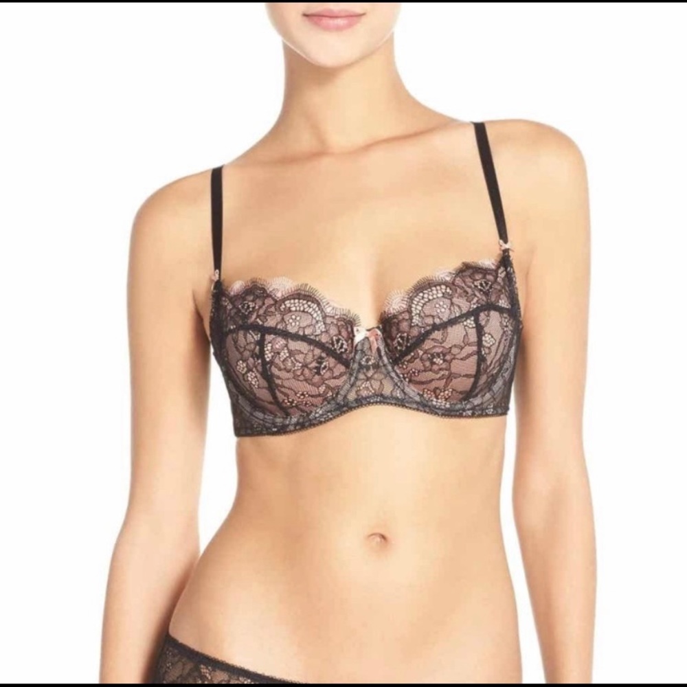 Wacoal 30D black/pink lace bra NWT